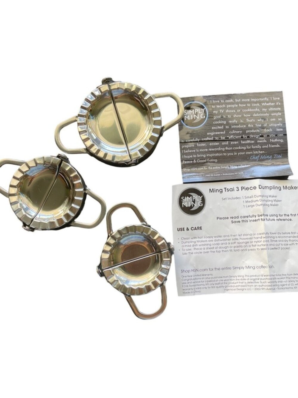 Ming Tsai 3 Piece Dumpling Maker Set by Simply Ming Metal NEW